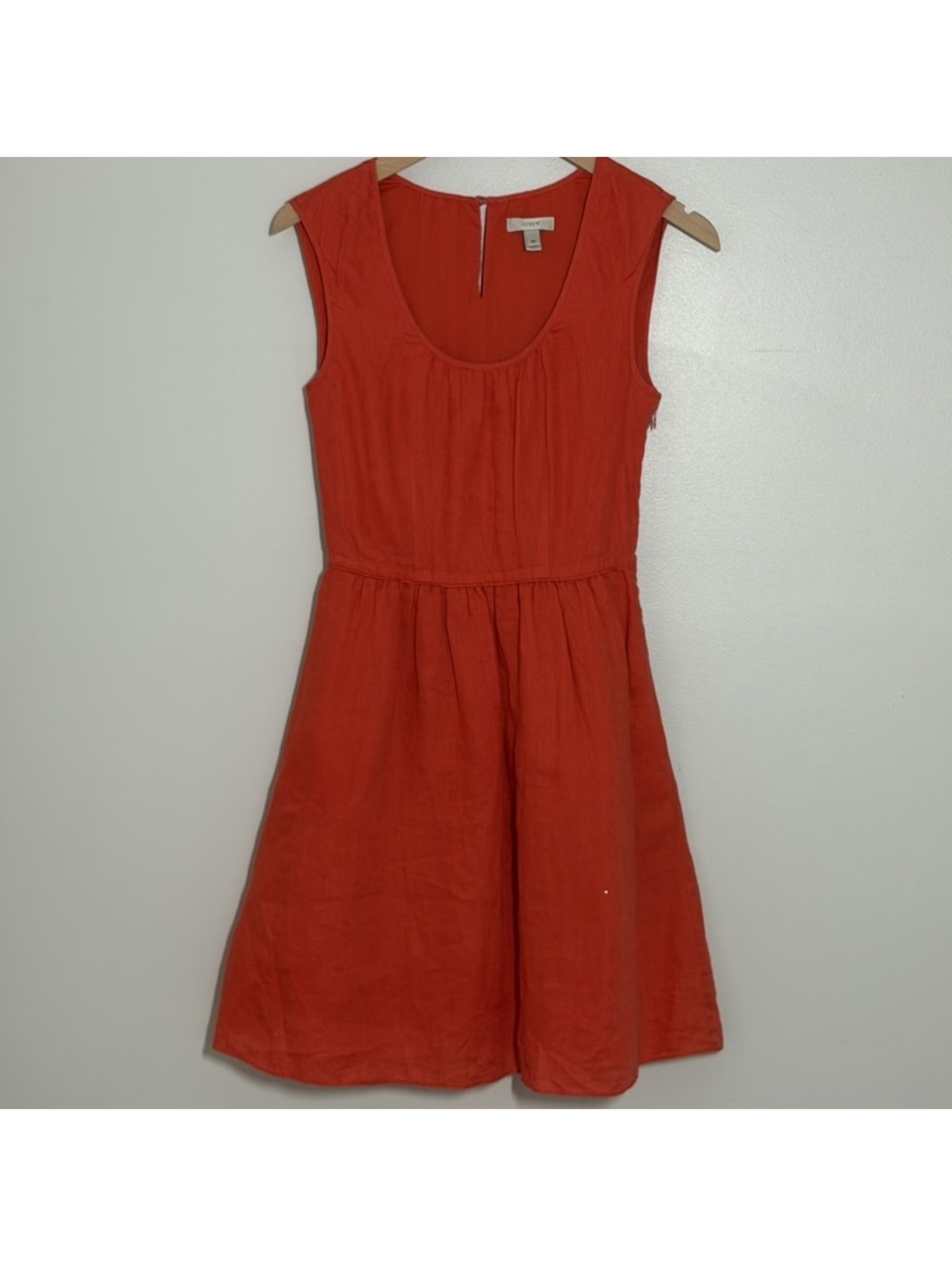 J.Crew Orange Linen Blend Sleeveless Fit & Flare Dress Size 00